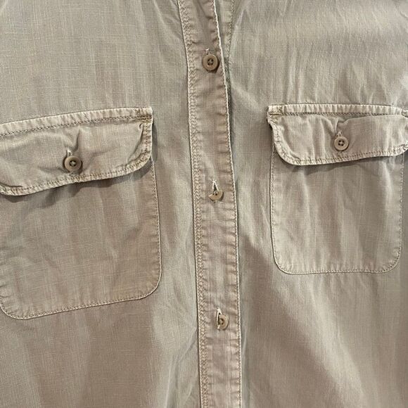 Madewell Utility Button Down Shirt Medium | Khaki Green Casual Long Sleeve Top - Picture 11 of 11